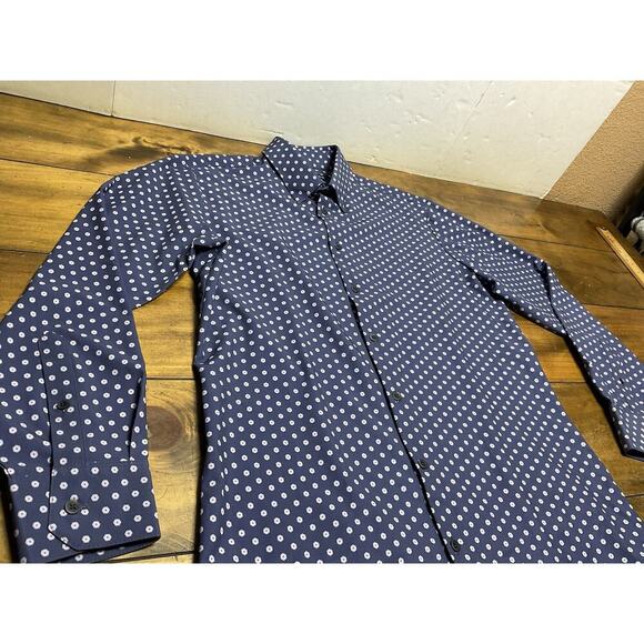 Mizzen + Main Medium Trim Leeward Blue Pink Floral Button Up Casual Preppy - Picture 7 of 12